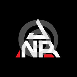 JNR triangle letter logo design with triangle shape. JNR triangle logo design monogram. JNR triangle vector logo template with red