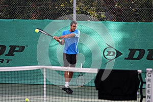 Jo-Wilfried Tsonga during a practice session