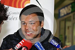 Jo-Wilfried Tsonga during a press conference