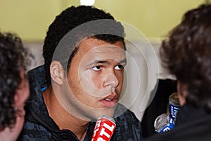 Jo-Wilfried Tsonga during a press conference