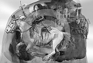 Joan of Arc - An hand painted illustration photo