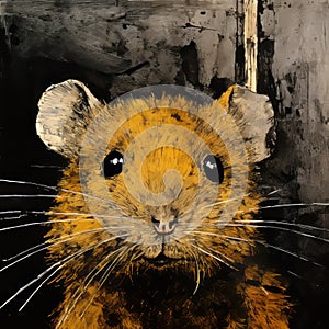 Joan Leven: A Golden Spotted Mouse In Rusty Debris Style