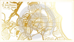 Joao Pessoa Brazil City Map in Retro Style in Golden Color. Outline Map