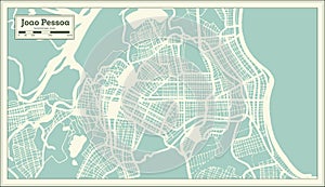 Joao Pessoa Brazil City Map in Retro Style. Outline Map