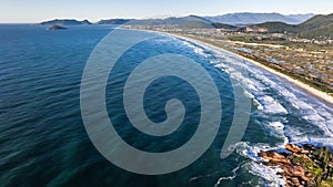 Joaquina Beach in Florianopolis. Aerial view