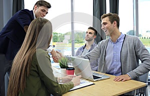 Job applicant having interview. Handshake while job interviewing.