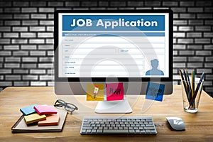 JOB Application Applicant Filling Up the Online Profession Appl photo