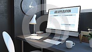 job application navy desktop mockup