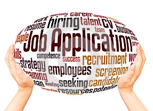 Job Application word cloud hand sphere concept