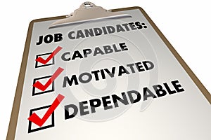 Job Candidates Qualities Requirements Interview Checklist