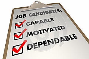 Job Candidates Qualities Requirements Interview Checklist photo
