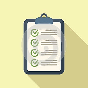 Job clipboard icon flat vector. Work time