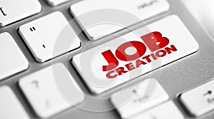 Job Creation button on keyboard, business concept background