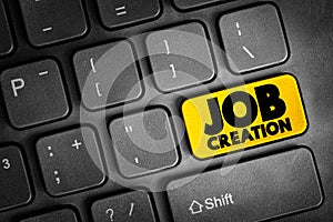 Job Creation button on keyboard, business concept background