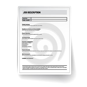 Job description template vector photo