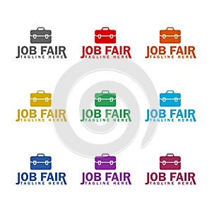 Job fair logo icon icon isolated on white background. Set icons colorful