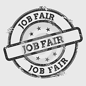 Job fair rubber stamp on white.