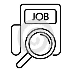 Job glass search icon outline vector. Company resume