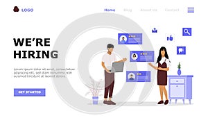 Job Hiring and Online Recruitment Vector Illustration Concept, Suitable for web landing page, ui, mobile app, editorial design, f