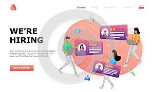 Job Hiring and Online Recruitment Vector Illustration Concept, Suitable for web landing page, ui,  mobile app, editorial design, f