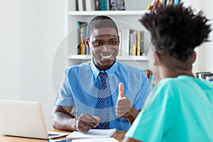 Job interview of african american businessman