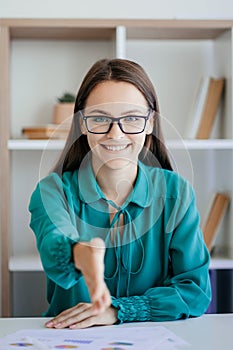 job interview business meeting female hr handshake