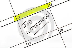 Job Interview Date on a Calendar