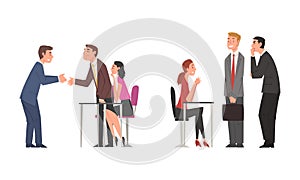 Job Interview with HR manager Meeting the Candidate Having Conversation Vector Set