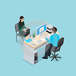 Job Interview Isometric Illustration