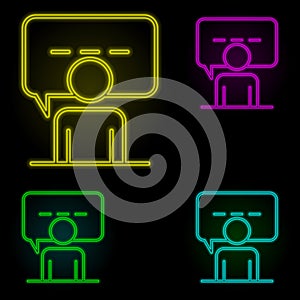 job interview neon color set icon. Simple thin line, outline vector of business organisation icons for ui and ux, website or