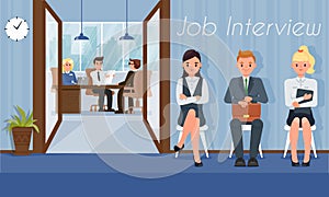 Job Interview and Recruiting. Vector Illustration.