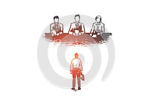 Job, interview, recruitment, employee, hr concept. Hand drawn isolated vector.