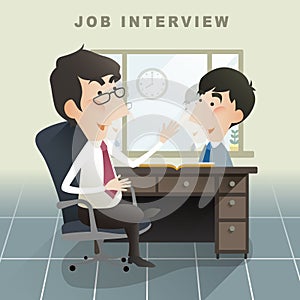 Job interview scene in flat design