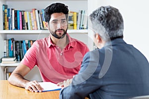 Job interview of turkish male apprentice