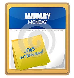 Job interview words written on the calendar i