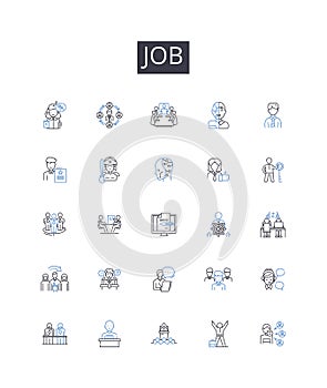 Job line icons collection. Medicinal, Pharmacy, Herbalism, Prescriptions, Compensation, Salary, Pharmacist vector and