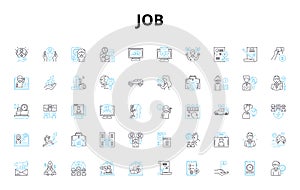 Job linear icons set. Career, Occupation, Employment, Position, Profession, Vocation, Trade vector symbols and line