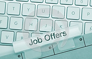 Job Offers - Inscription on Blue Keyboard Key