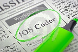 Job Opening IOS Coder. 3D. photo