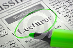 Job Opening Lecturer. 3D. photo