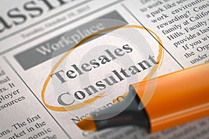 Job Opening Telesales Consultant. 3D.