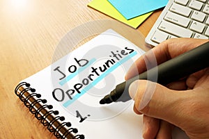 Job opportunities list.