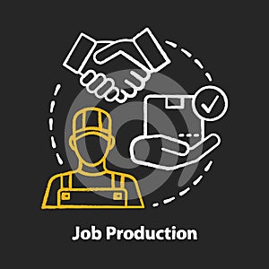 Job production chalk concept icon. Jobbing and one-off production idea. Custom work producing. Manufacturing method