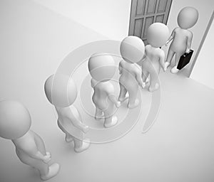 Job queue for interview and work shows Employment and professions- 3d illustration photo