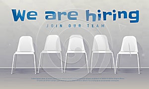 Job recruiting banner. Copy space. We are hiring. Join our team