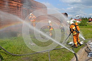 Job rescuer. Fire rescue eliminate fire