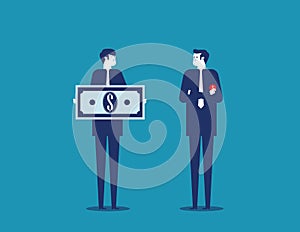 Job salary. People and money for labor worker. Concept business vector illustration