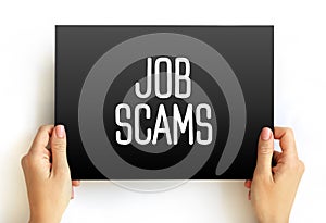 Job Scams text quote on card, concept background