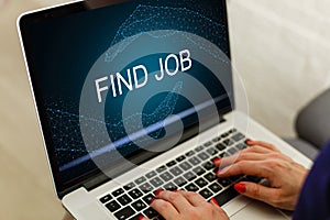 job search concept, find your career, woman looking at online website