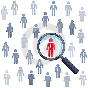 Job search - magnifying glass and people